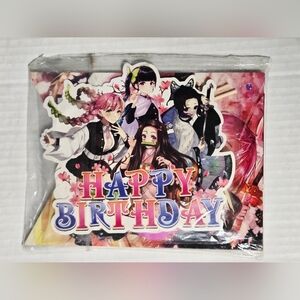 Demon Slayer Anime Birthday Decorations Banner Cake Toppers